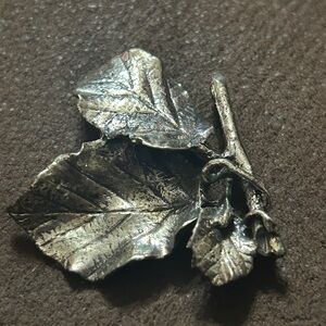 DANECRAFT Sterling Silver Leaf Leaves on Branch Pin Brooch Vintage